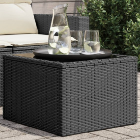 Garden Table Black PE Rattan, Powder-Coated Steel, Temp...