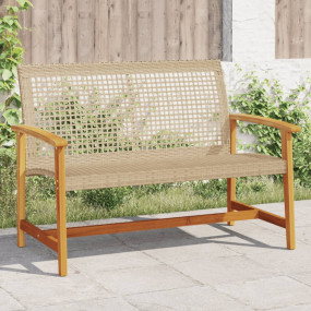 Garden Bench Beige and brown PE rattan, solid acacia wo...