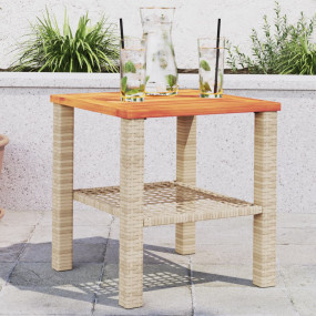 Garden Table Beige Poly Rattan Small UV-resistant mater...
