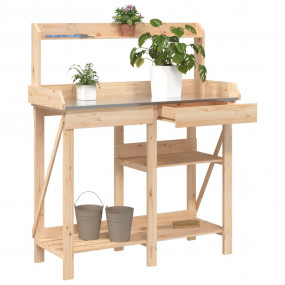 Potting Bench Natural wood with zinc tabletop