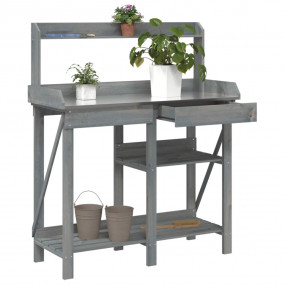 Potting Bench Grey Solid Fir Wood, Zinc Medium Garden F...