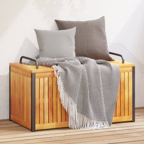 Cushion Box Natural wood with black handles