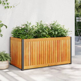 Garden Planter Natural wood with black steel