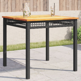 Garden Table Black and Brown PE Rattan 31.5 x 31.5 x 29...