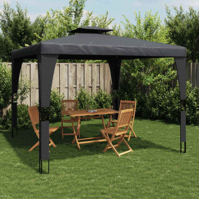 Gazebo Anthracite Powder-Coated Steel, Polyester Large