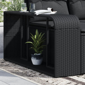 Storage Shelf Black PE rattan, powder-coated steel