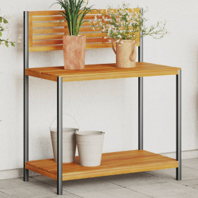 Work Table Natural Wood and Black