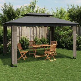 Gazebo Anthracite Powder-coated steel, polyester with P...