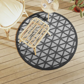 Outdoor Carpet Black Polypropylene 47.2 in diameter Rev...