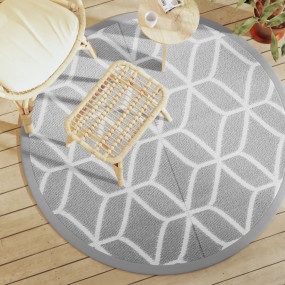 Outdoor Carpet Grey Polypropylene 63.0 in Reversible Ar...