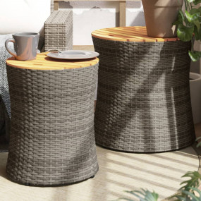 Garden Side Table Grey and brown PE rattan Large and Sm...