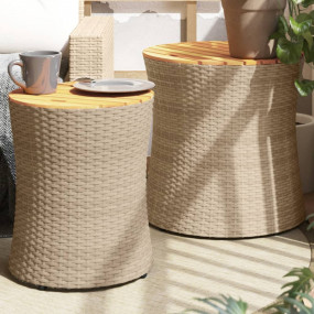 Garden Side Table Beige and brown