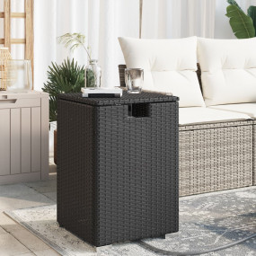 Propane Tank Cover Table Black PE rattan, Powder-coated...