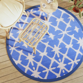 Outdoor Carpet Blue and White Polypropylene Large Durab...