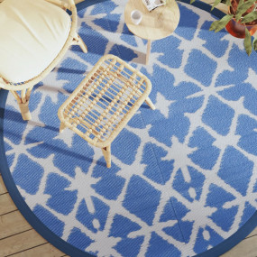 Outdoor Carpet Blue and white Polypropylene Large Rever...