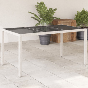 Garden Table White PE Rattan, Powder-Coated Steel, Temp...