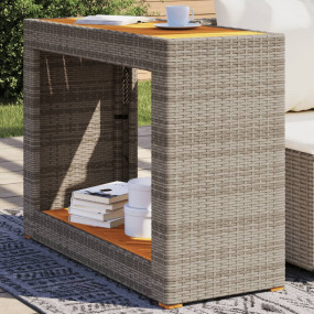 Garden Side Table Grey and Brown PE Rattan Small Durabl...