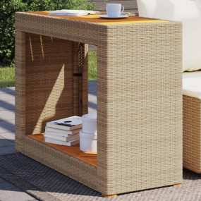 Garden Side Table Beige and brown PE rattan Small Durab...