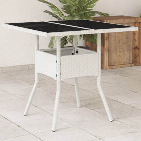 Garden Table White PE Rattan, Powder-coated Steel, Temp...