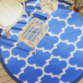 Outdoor Carpet Blue Polypropylene Diameter: 78.7 in Por...