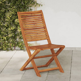 Folding Garden Chair Set of 2 Wood grain Solid Acacia w...