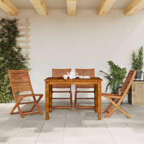 Folding Garden Chair Set of 4 Brown Solid acacia wood S...