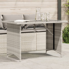 Garden Table Light Grey PE Rattan 43.3 x 26.8 x 27.6 in...