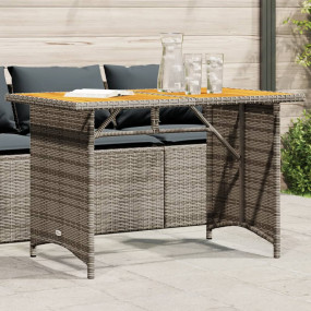 Garden Table Grey PE rattan, powder-coated steel, solid...