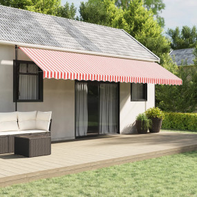 Replacement Awning Fabric Red and white Polyester with ...