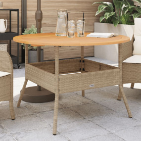 Garden Table Beige Poly Rattan 43.3 x 28.0 in Durable