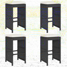 Garden Bar Stool Set of 4 Black, Cream