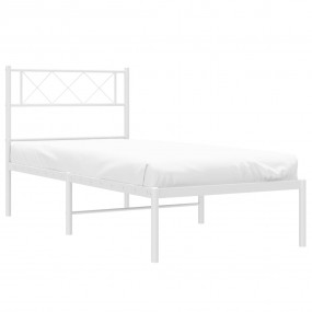 Metal Bed Frame White Powder-Coated Steel 31.5x79 in Be...