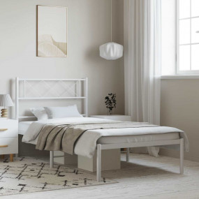 Metal Bed Frame White Powder-coated steel Twin Metal Be...