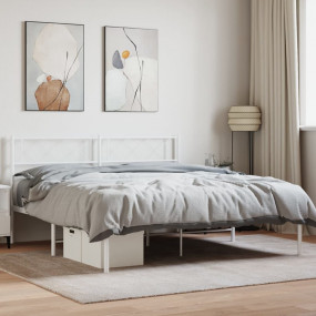Metal Bed Frame White Powder-Coated Steel 47.2 x 78.7 i...
