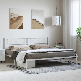Metal Bed Frame White Powder-coated Steel 72.0 x 83.9 i...