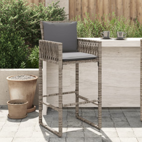 Garden Bar Stool Grey PE rattan, powder-coated steel, 1...
