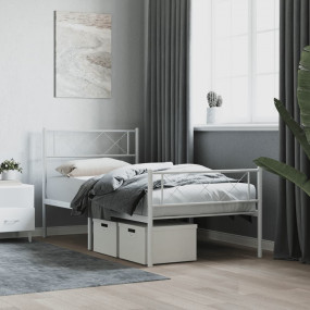 Metal Bed Frame White Powder-coated steel Twin Metal Be...