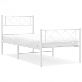 Metal Bed Frame White Powder-Coated Steel Twin Metal Be...