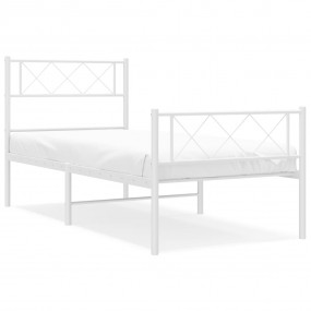 Metal Bed Frame White Powder-coated steel Twin Metal Be...