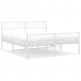 Metal Bed Frame White Powder-Coated Steel 47.2x78.7 in