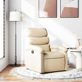 Recliner Chair Cream Fabric (100% polyester), metal, pl...