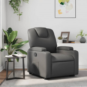 Recliner Chair Gray Faux leather Standard size
