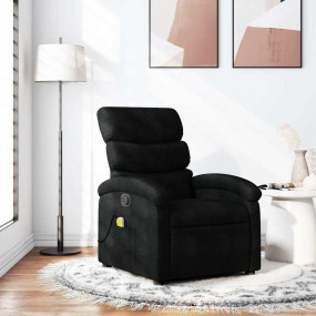 Massage Recliner Chair Black Polyester, metal, wood, fo...