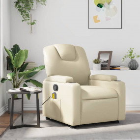 Massage Recliner Chair Cream Faux leather, metal, plywo...