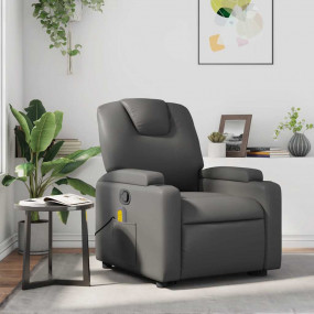 Massage Recliner Chair Grey Faux leather, metal, plywoo...