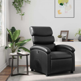 Recliner Chair Black Faux Leather, Metal, Plywood Stand...