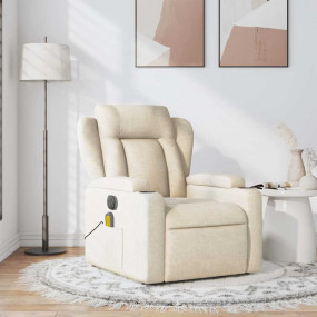 Massage Recliner Chair Cream Polyester, Metal, Plywood ...