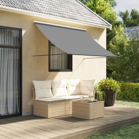 Retractable Awning Anthracite Steel, Polyester 98.4 x 5...