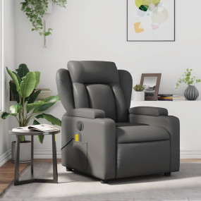 Massage Recliner Chair Grey Faux leather Standard