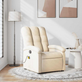 Massage Recliner Chair Cream Fabric (100% polyester), m...